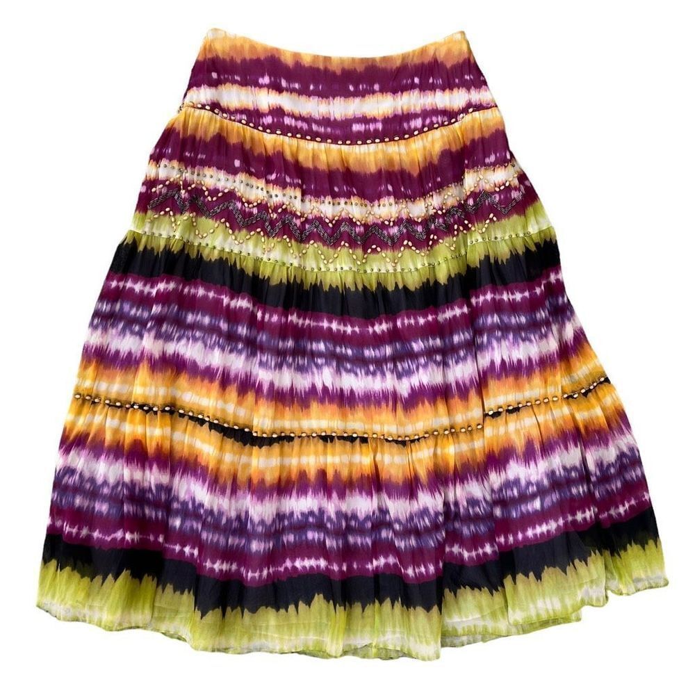 Lapis 100% silk embellished skirt lined size M